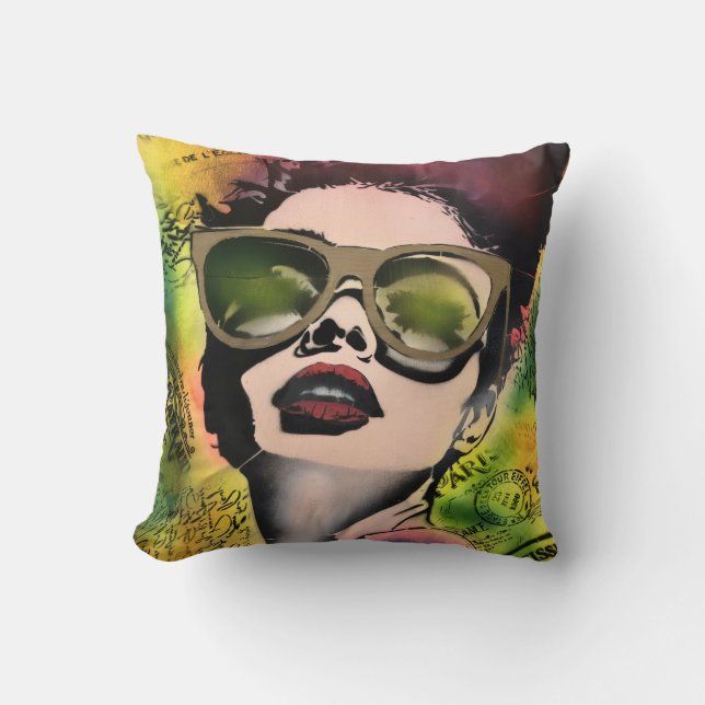 Coussin de jet Pop Art Chic Parisien (Recto)