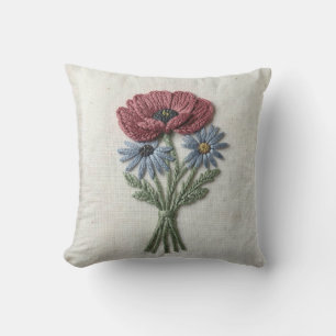 Coussin de jet Poppy Meadow Crewel écarlate