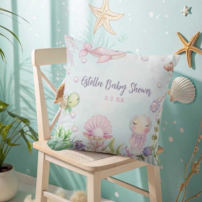 Coussin de jet pour Baby Shower Sous l'océan (Créateur téléchargé)