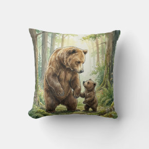 Coussin de jet pour enfants Ourse des bois maman e