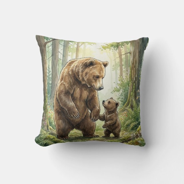 Coussin de jet pour enfants Ourse des bois maman e (Recto)