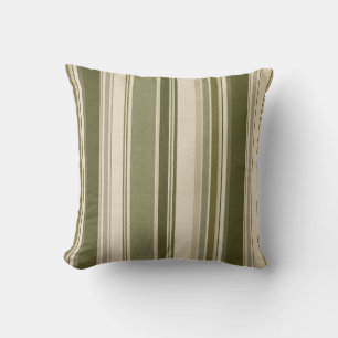 Coussin de jet rayé vintage vert olive