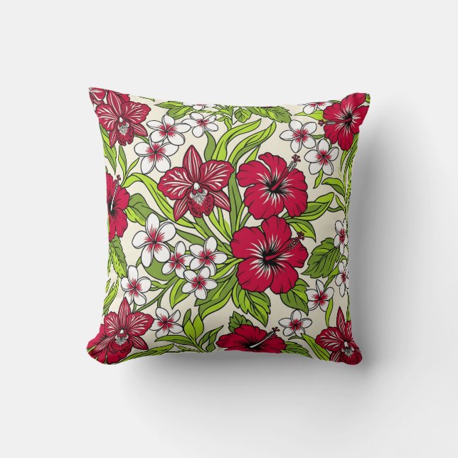 Coussin de jet rétro années 1970 orchidée (Recto)