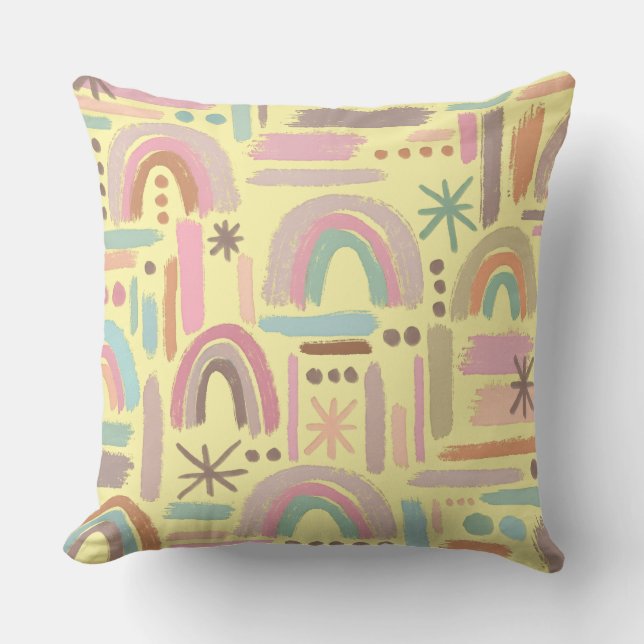 Coussin de jet Rétro Bohème Arc-en-ciel (Recto)