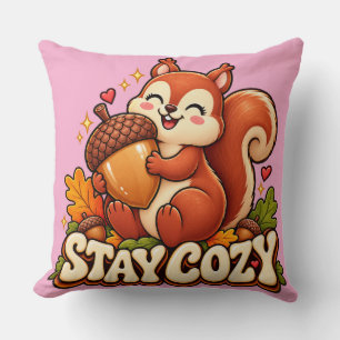 Coussin de jet Rétro Écureuil Restez Cosy