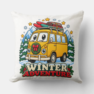 Coussin de jet rétro jaune Van Hiver