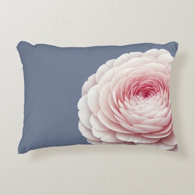 Coussin de jet romantique bleu ardoise aux fleurs  (Devant)