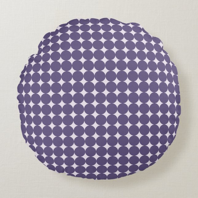 Coussin de jet rond pour nurserie à pois violets - (Devant)