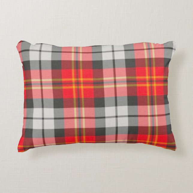 Coussin de jet rustique à carreaux rouge et vert - (Devant)