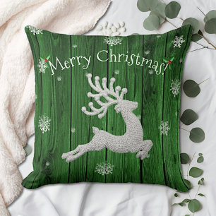 Coussin de jet rustique vert pour Noël Renne