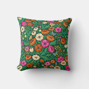 Coussin de jet scandinave à motif d'anémone