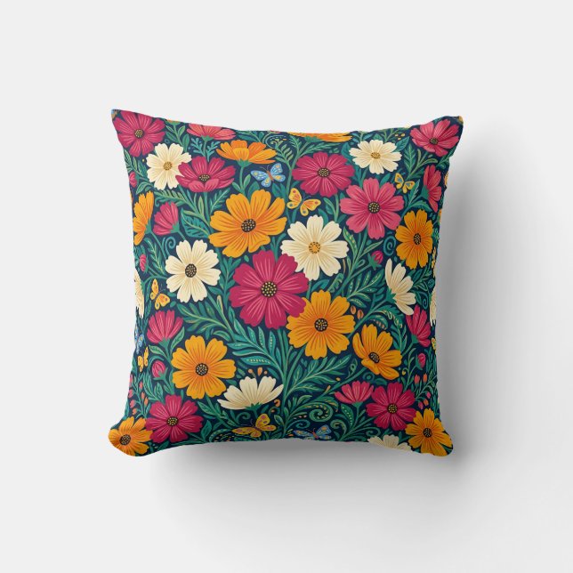 Coussin de jet Scandinave Fleurs Cosmos (Recto)