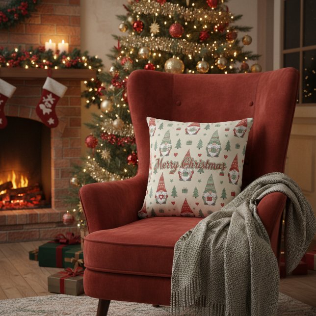 Coussin de jet scandinave Noël Gnome Cozy (Créateur téléchargé)