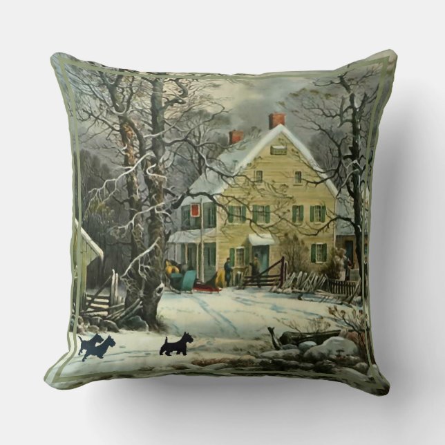 Coussin de jet Scottish Terriers Old Fashion Winte (Recto)