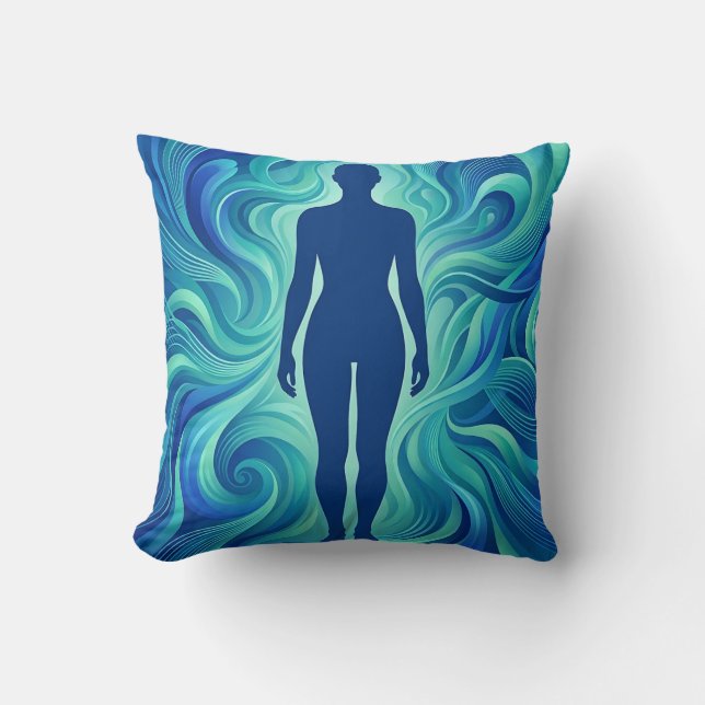 Coussin de jet silhouette bleu océan (Recto)