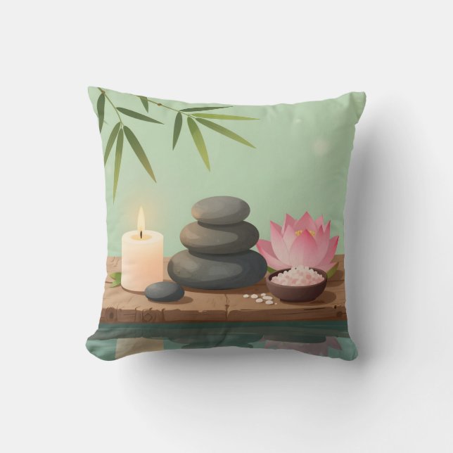 Coussin de jet Tranquille Réflexion – Paysage Zen (Recto)