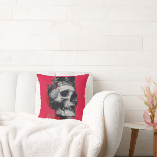 Coussin de jet Trash Polka Crown Skull Rouge Noir 