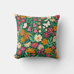 Coussin de jet vibrant aux fleurs sauvages de l'ar