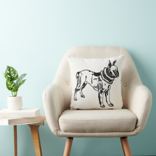Coussin de jet vintage art Pit Bull par Moriz Jung