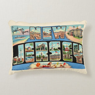 Coussin de jet vintage avec salutation du New Jers