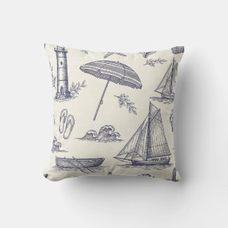 Coussin de jet vintage côtier nautique