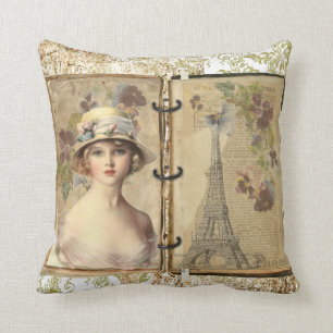 Coussin de jet vintage femme française victorienne