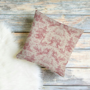Coussin de jet vintage rouge toile