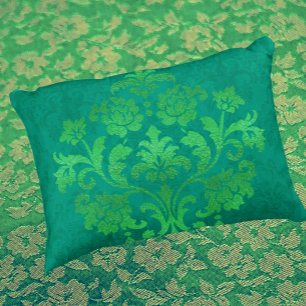 Coussin de jet vintage sarcelle damas médaillon do