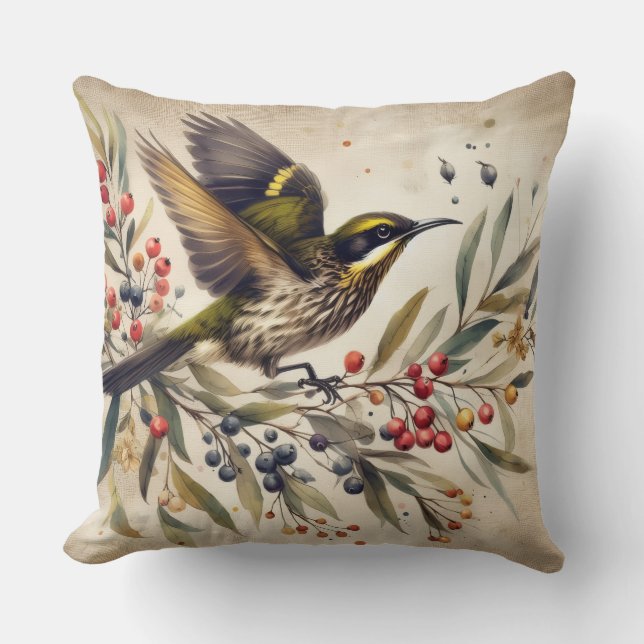 Coussin de jet vintage Songbird Botanical (Recto)