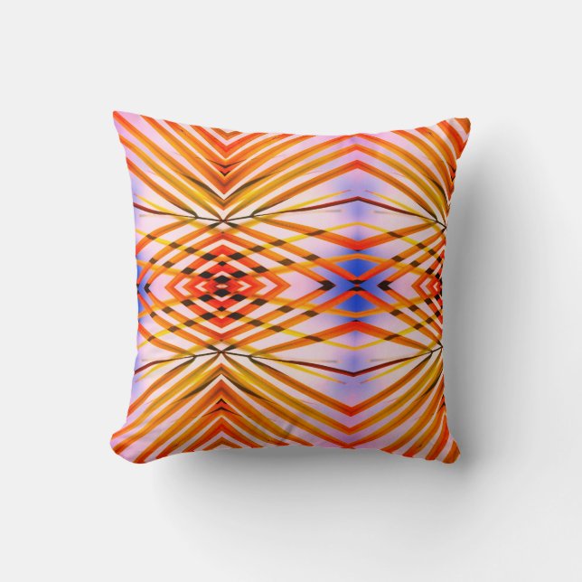 Coussin de jet Violet Bleu Rose Feuille de Palmier (Recto)