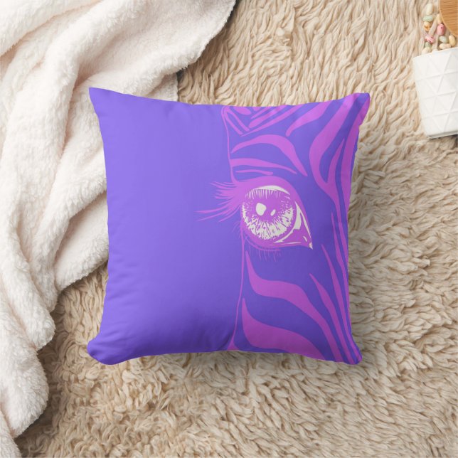 Coussin de jet Violet Pourpre Zèbre Inégalé (Couverture)