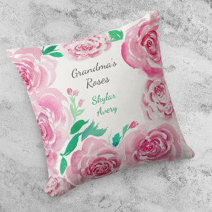 Coussin de jet Watercolor Roses Grandma's Garden