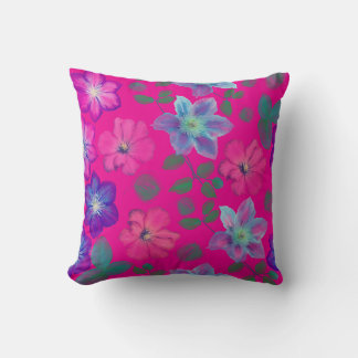 Coussin de jeté à fleur rose 