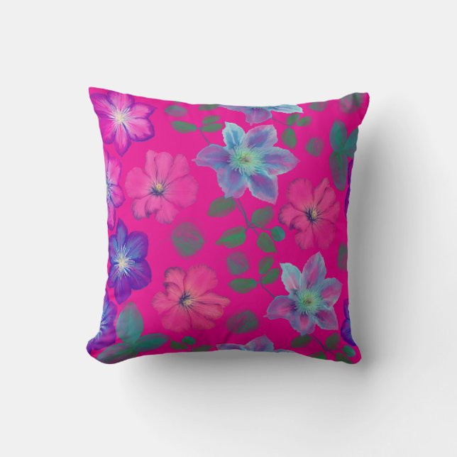 Coussin de jeté à fleur rose  (Recto)