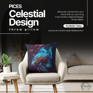 Coussin de jeté à motif céleste Poissons du Zodiaq