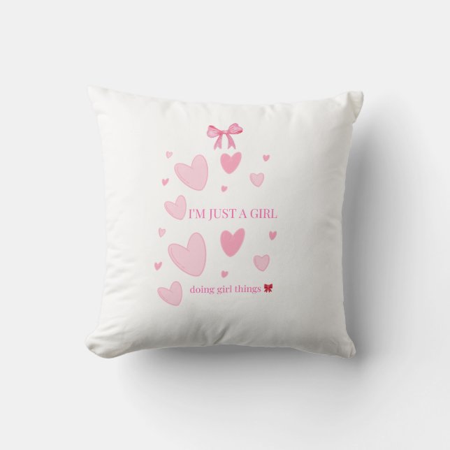 Coussin de jeté à nœud papillon rose Coquette — Fa (Recto)