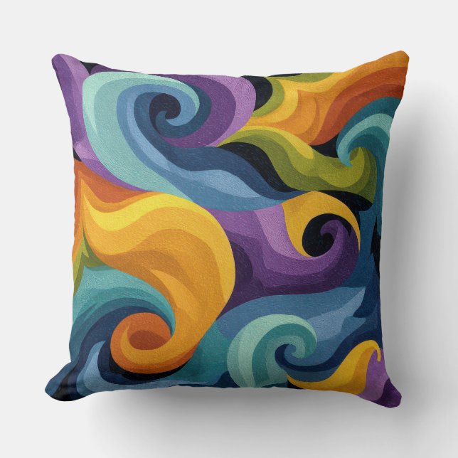 Coussin de jeté à tourbillon abstrait (Recto)