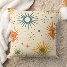Coussin de jeté Atomic Sunburst Mid-Century Modern