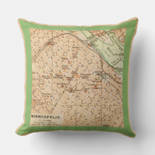 Coussin de jeté avec carte vintage de Minneapolis