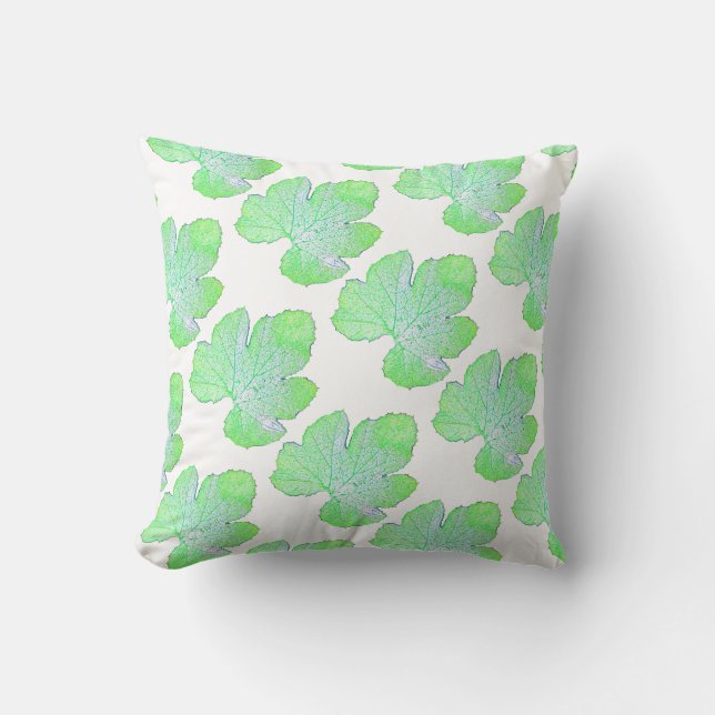 Coussin de jeté avec croquis de texture de feuille (Recto)