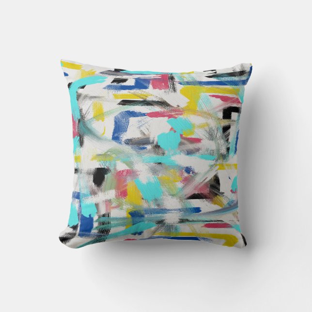 Coussin de jeté d'art abstrait lavé (Recto)