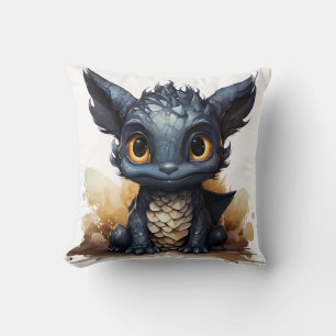 Coussin de jeté de bébé dragon mignon Fantaisie
