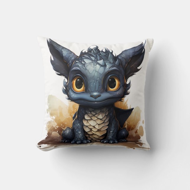 Coussin de jeté de bébé dragon mignon | Fantaisie  (Recto)