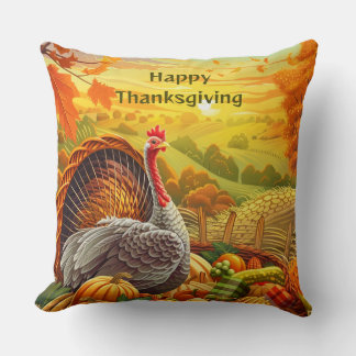Coussin de jeté de citrouilles de dinde d'automne