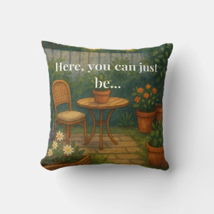 Coussin de jeté de jardin confortable – 'Ici, vous