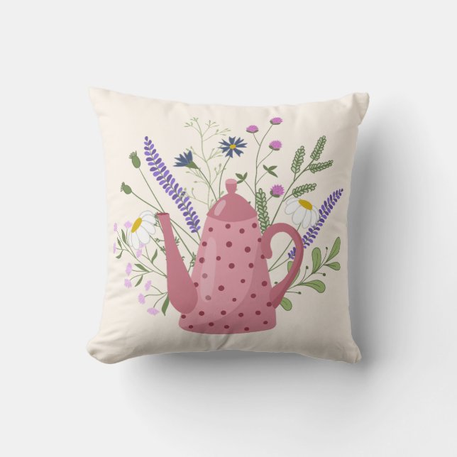 Coussin de jeté doodle pour l'heure du thé fantais (Recto)