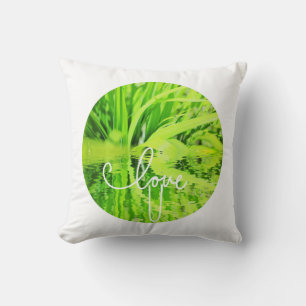 Coussin de jeté en herbe vert vif Love You U