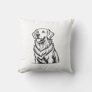 Coussin de jeté en ligne d'art Golden Retriever