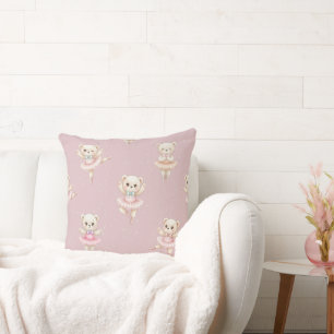 Coussin de jeté en peluche rose tendre d'ourson ba