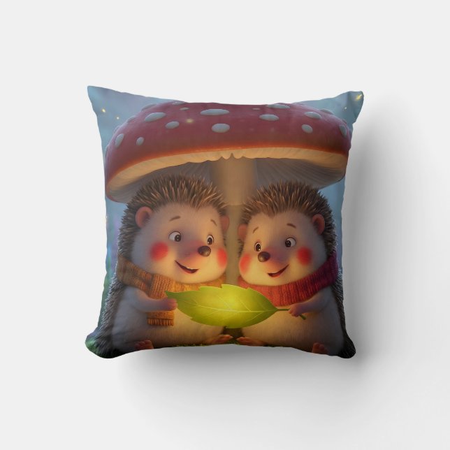 Coussin de jeté fantaisie hérisson de la forêt cos (Recto)